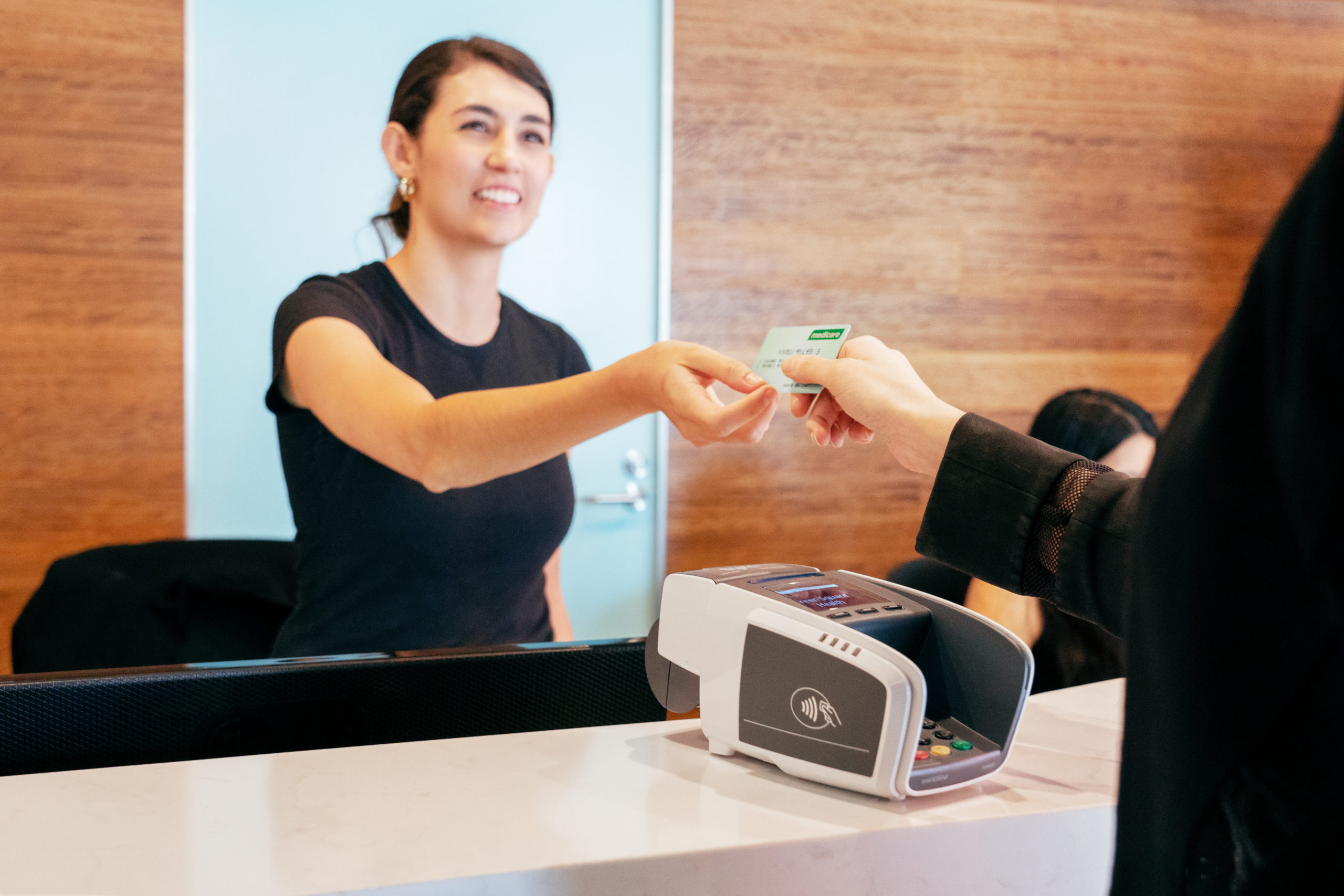 Tyro countertop eftpos on medical center counter top