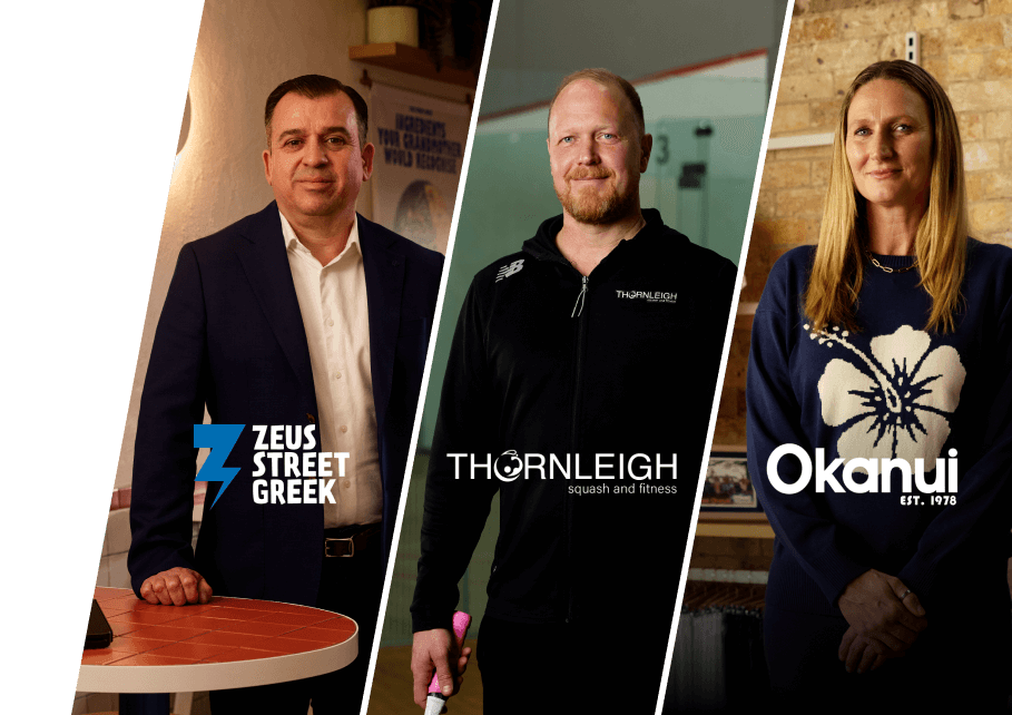 3 business owners with their business logos overlapped