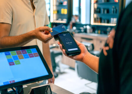 Person tapping the Tyro Pro.