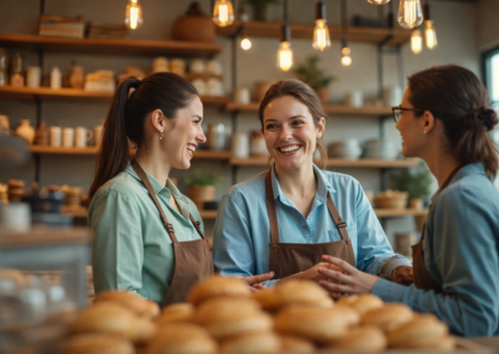 Bakery workers chatting