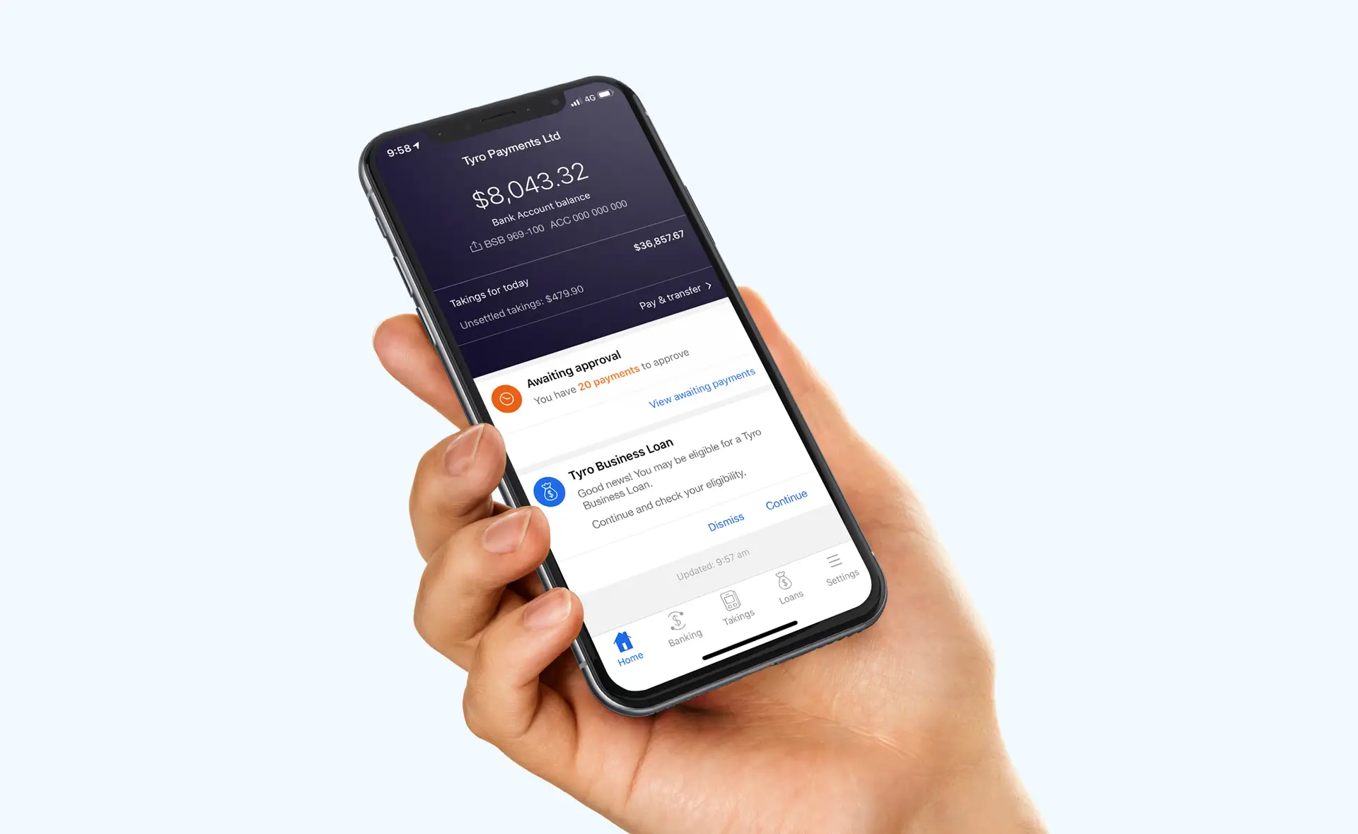 Tyro App on phone
