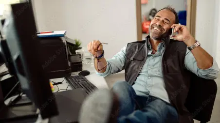 Person smiling while talking on phone