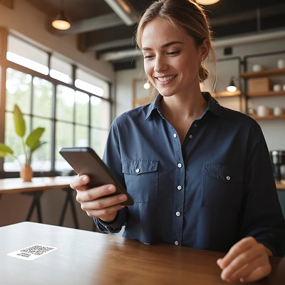 person scanning qr code