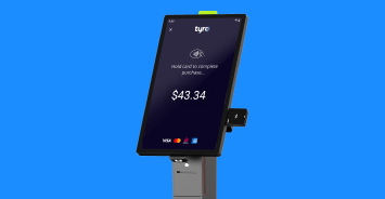Self Serve Kiosk with blue background