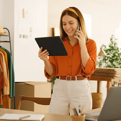 Person looking at a tablet
