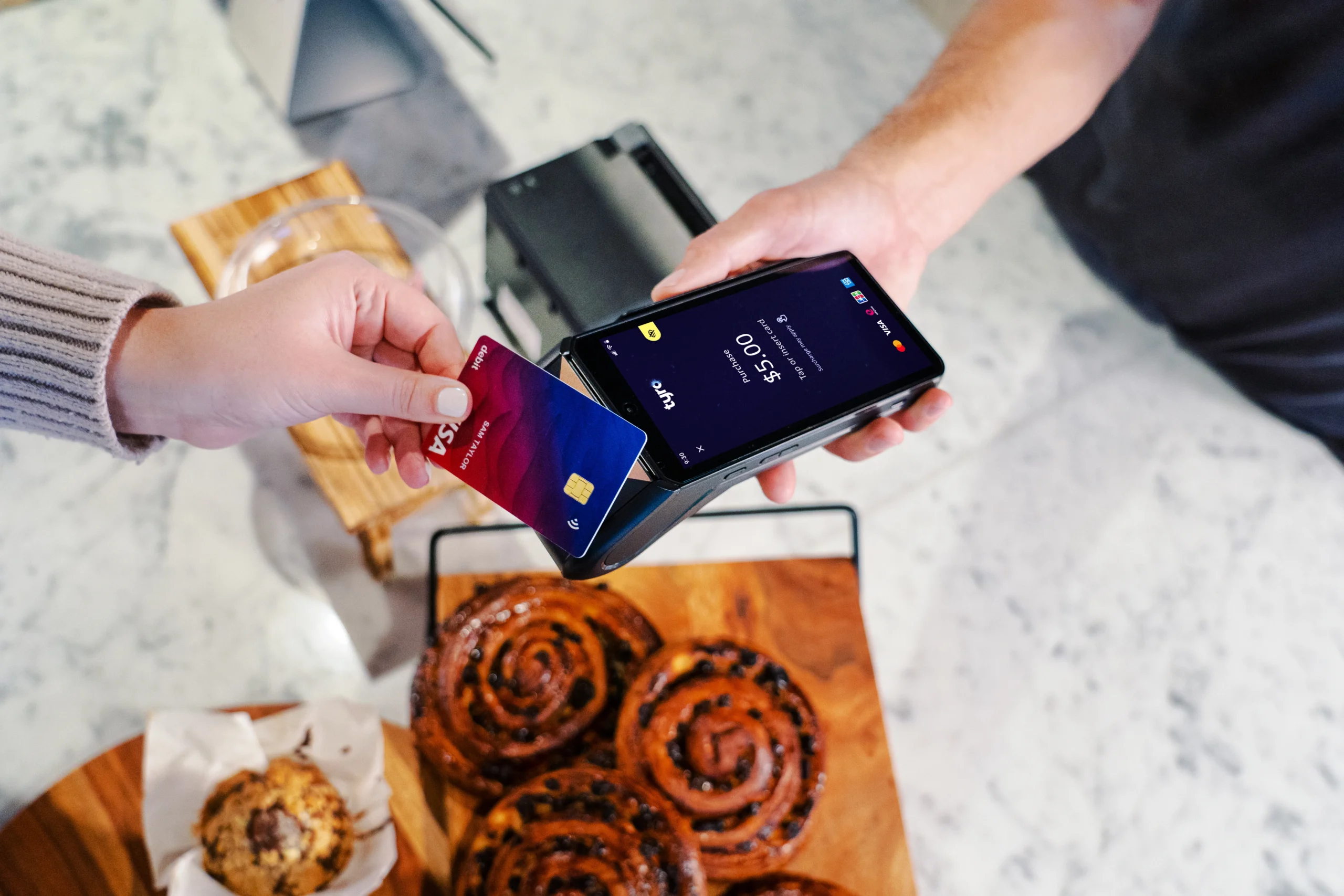 Tyro EFTPOS used to take payment in pattiserie