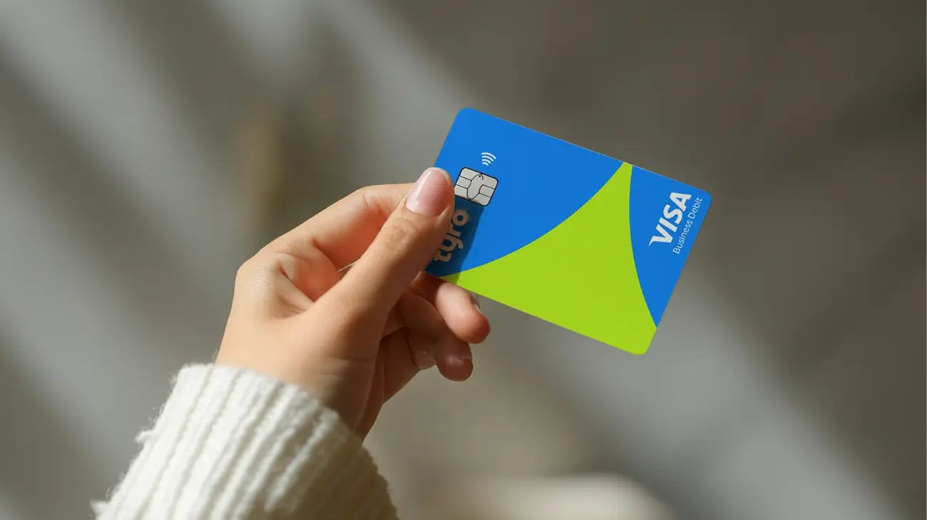 Person holding the Tyro Visa Debit card